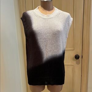 J. CREW 100% Linen Ombre Crew Neck SLVless Lagenlook Minimalist Knit Sweater L